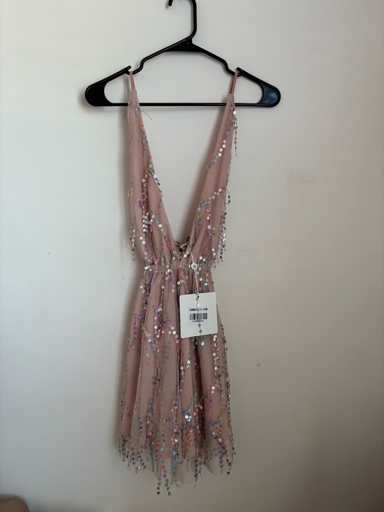Hello Molly Dresses & Skirts - Hello Molly Pink Sequin Plunge Mini Dress